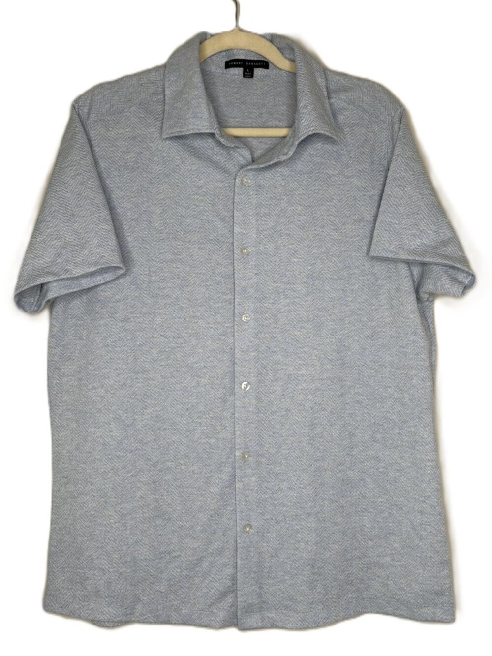 Robert Barakett Auron Knit Button Up Shirt – Powder Blue – Large